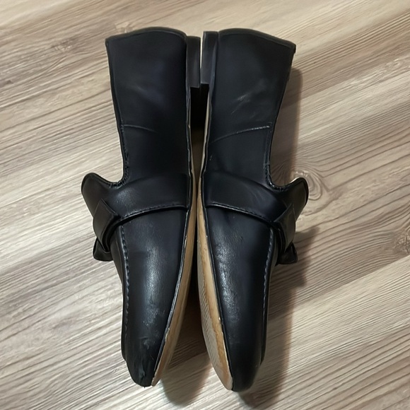 Talbots black Leather Loafers  Flats Womens 9.5 Top tie accent Slip on Casual - Picture 7 of 11